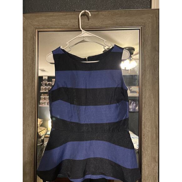 Banana Republic womens sleeveless top new with tags blue‎ black striped size 6 - Picture 1 of 2